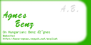 agnes benz business card